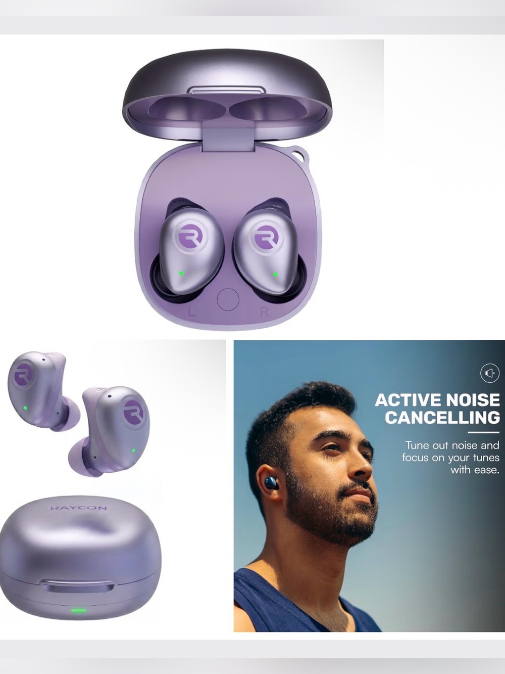 Raycon Fitness Bluetooth Wireless Earbuds + Microphone with Active Noise